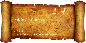 Lukács Appia névjegykártya